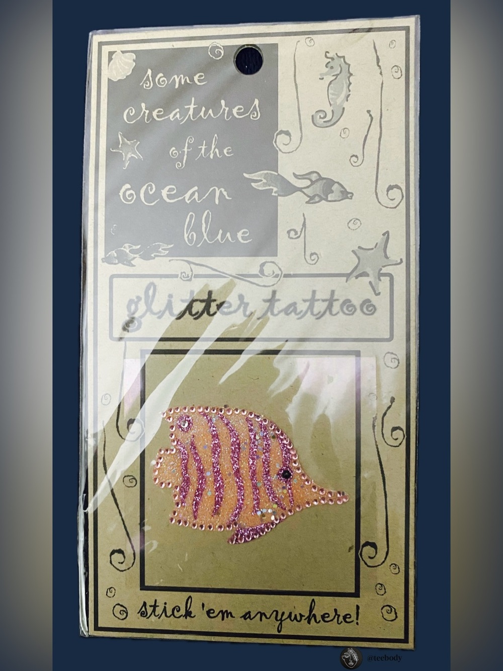 VTG 1997 SkinWear Ocean Fish Glitter Tattoo